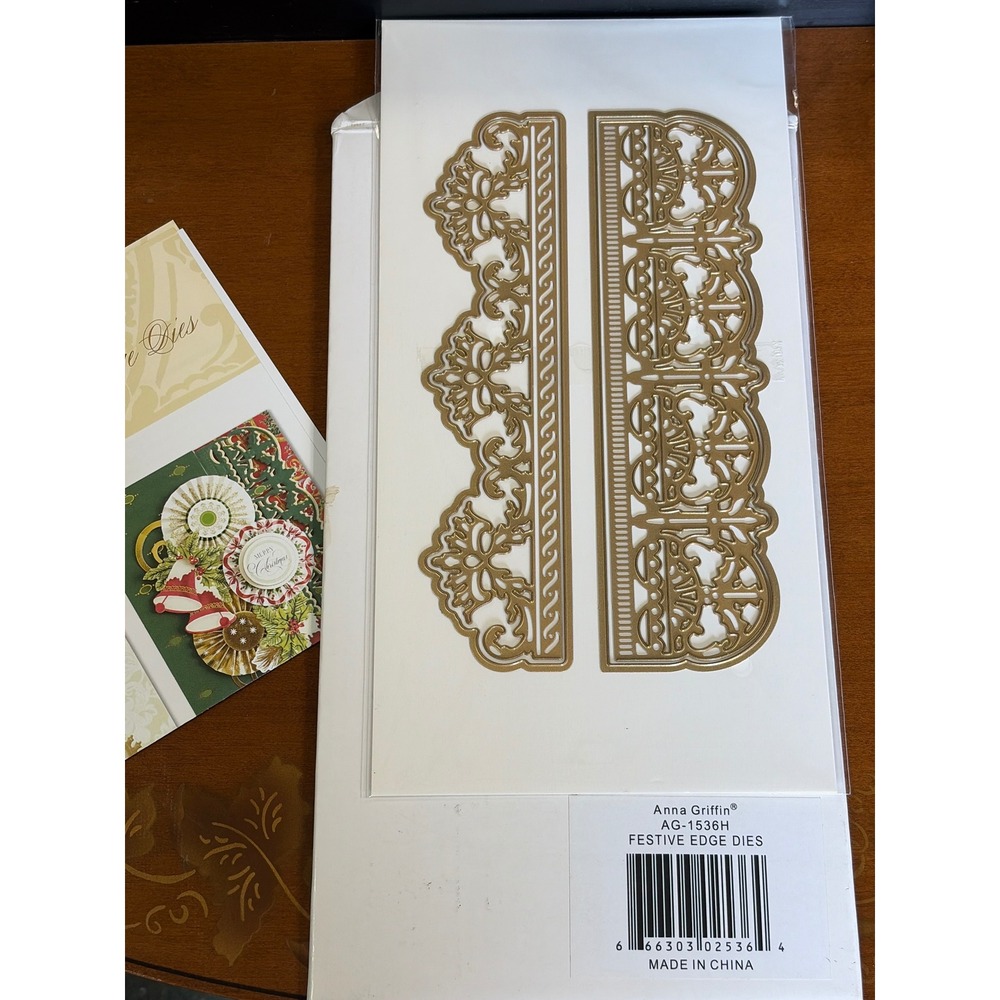 Anna Griffin Festive Edge Dies AG-1536H New Scalloped Border Metal Cutting Dies
